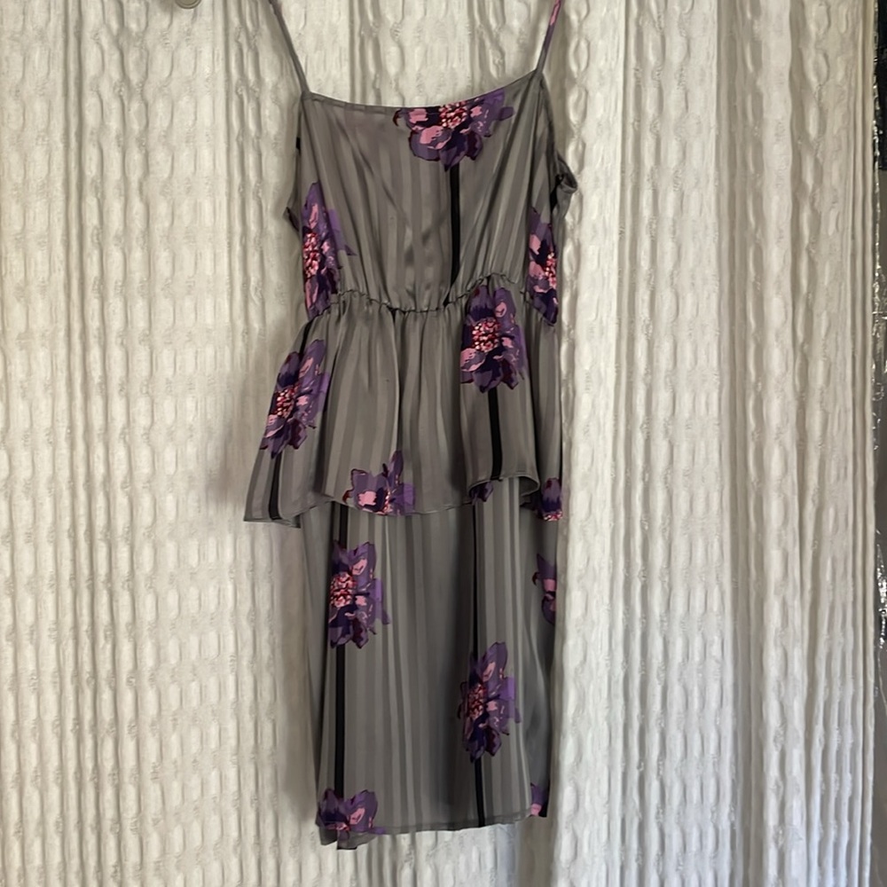 Kimchi Blue Gorgeous Silk Floral & Stripes Mini-dress XS